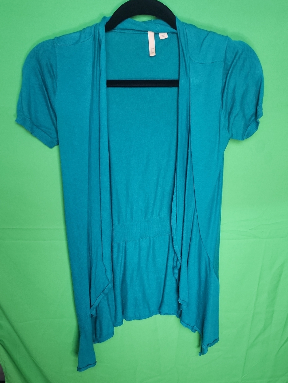 Frenchi Nordstrom Teal Open Front Short Sleeve Cardigan Shrug S